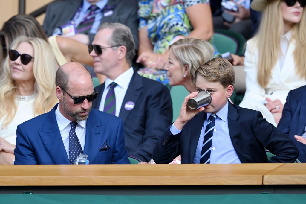 Prince William and Prince George attend day fourteen of the Wimbledon Tennis Championships at the All England Lawn Tennis and Croquet Club at All England Lawn Tennis and Croquet Club on July 13, 2025