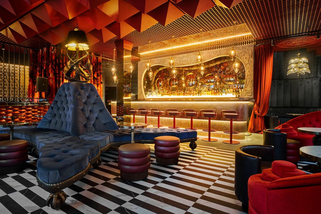 Interior shot of Thirteen, the bar at Chateau Denmark hotel, Soho, London