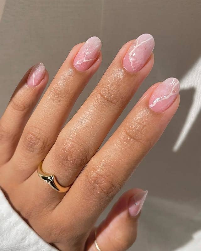 marble lip gloss nails by press_reset_nails