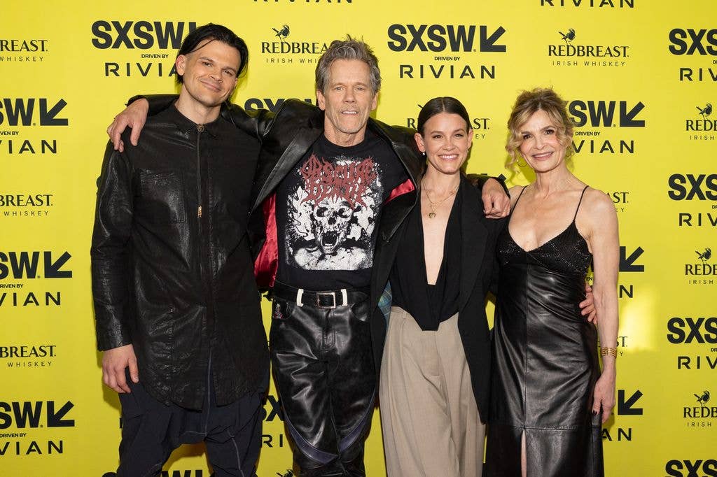 Travis Bacon, Kevin Bacon, Sosie Bacon and Kyra Sedgwick at "Family Movie" Premiere during the SXSW Conference & Festivals held at ZACH Theater on March 13, 2026 in Austin, Texas