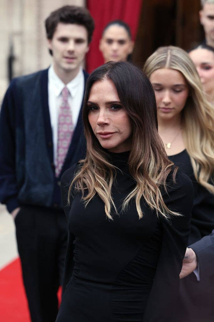 Victoria Beckham leaving her hotel during Haute Couture Spring Summer
