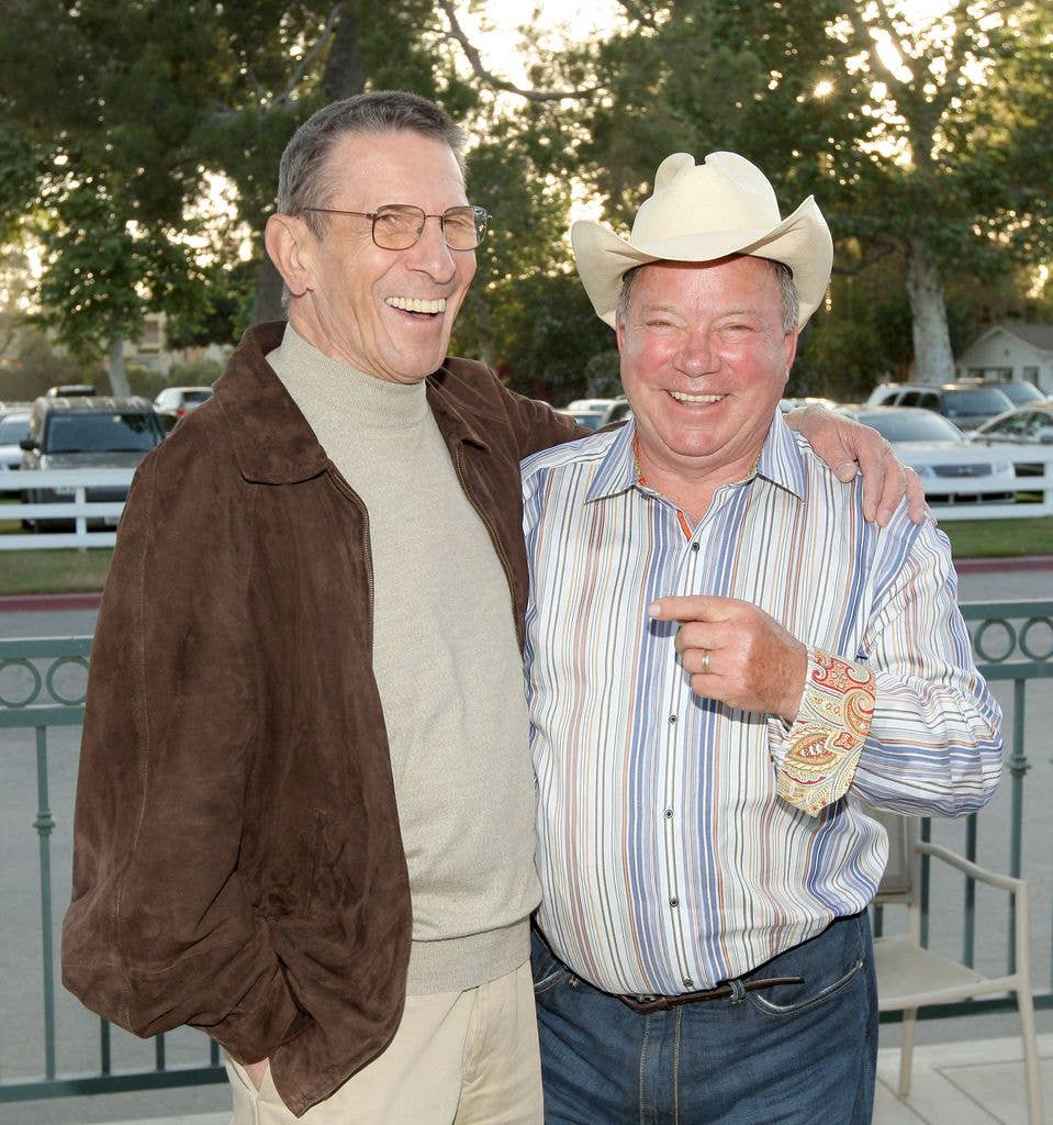 photo of leonard nimoy and william shatner laughing
