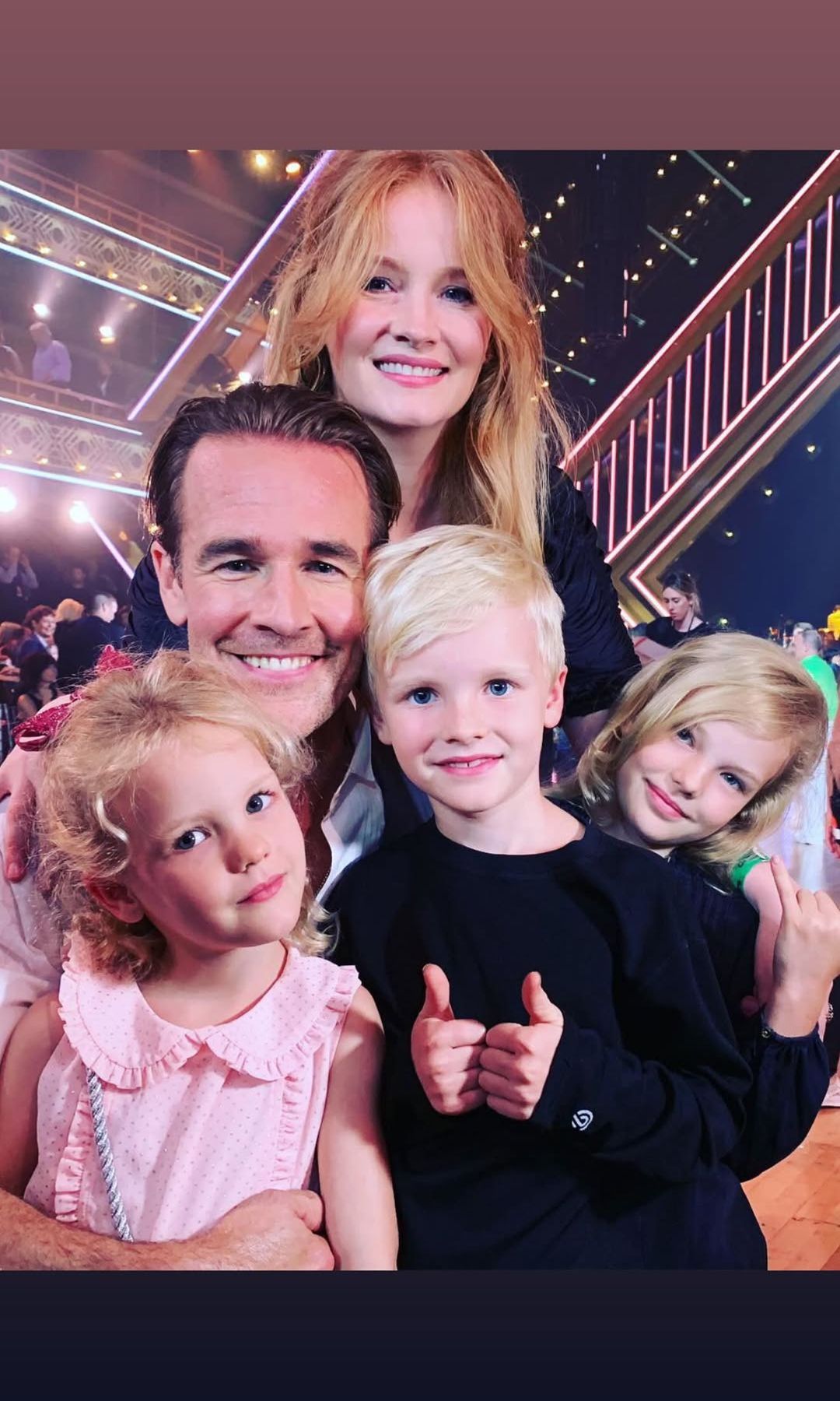 James and Kimberly Van Der Beek with their kids, shared on Instagram