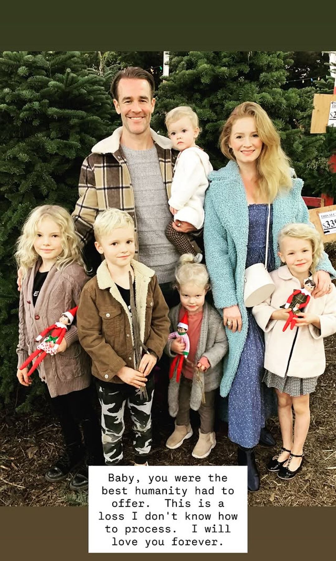 James and Kimberly Van Der Beek with their kids, shared on Instagram