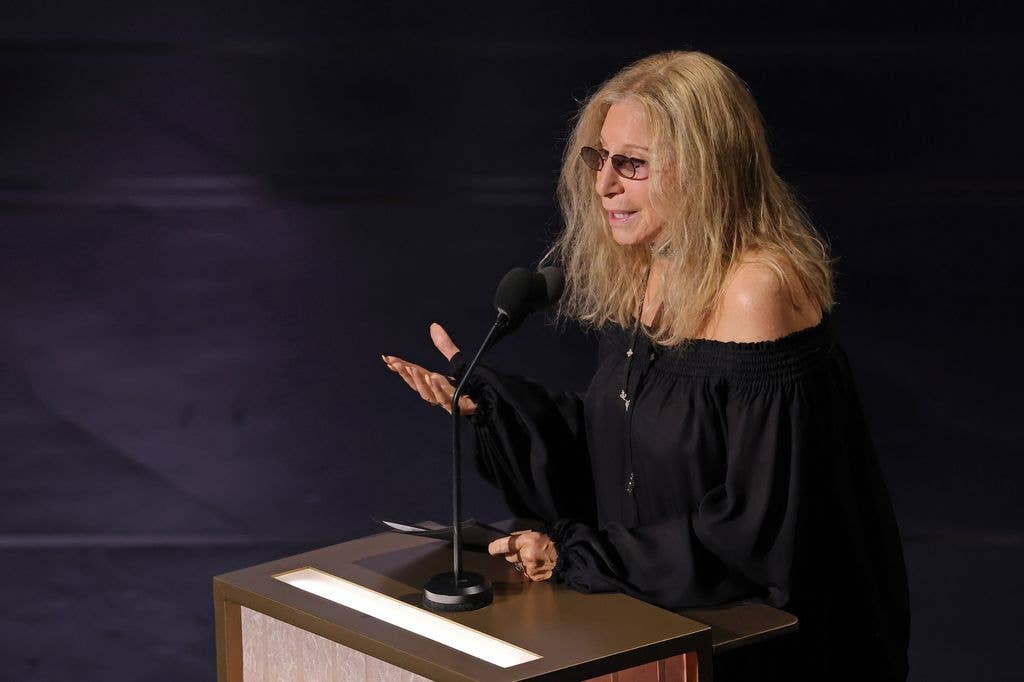 Barbra Streisand speaks onstage during the 98th Oscars at Dolby Theatre on March 15, 2026 in Hollywood, California