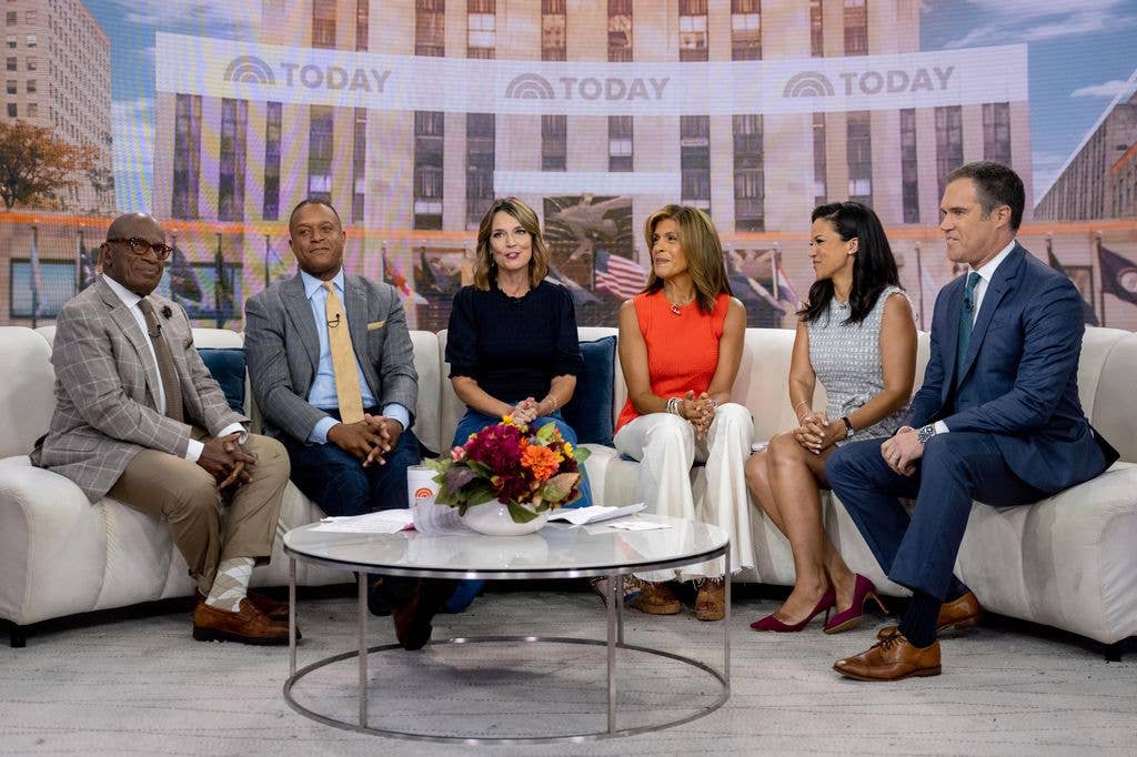 Peter Alexander is leaving Today - pictured with his co-stars in the NBC studio
