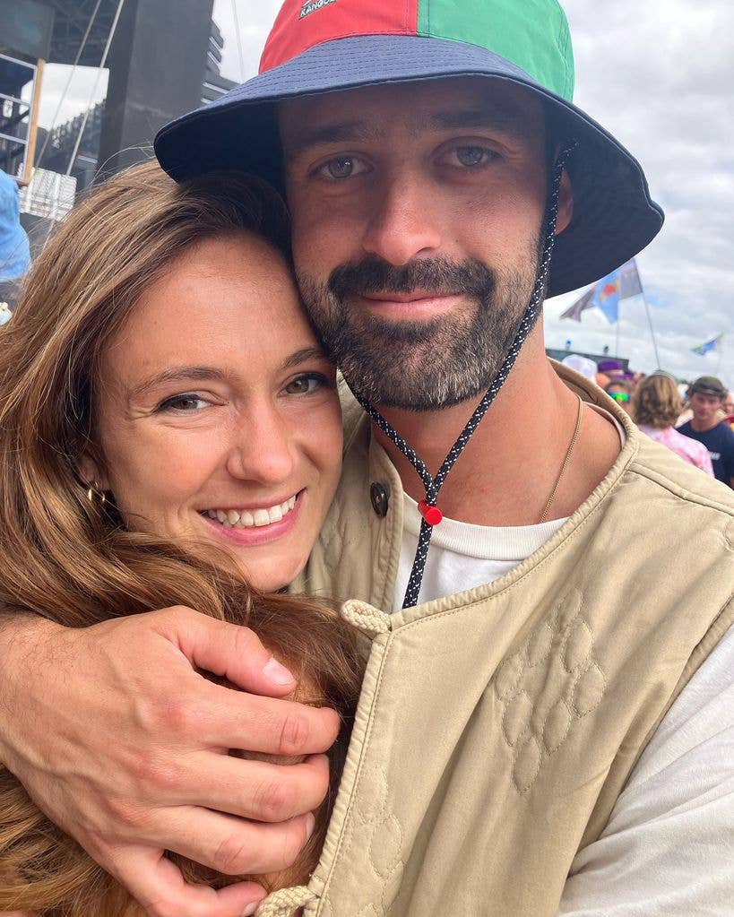 couple hugging at music festival 