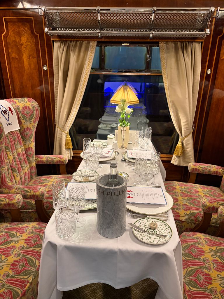 We were treated to a three-course dinner and Champagne