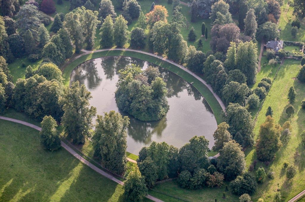 The Princess has been laid to rest on a private island in the centre of an oval lake