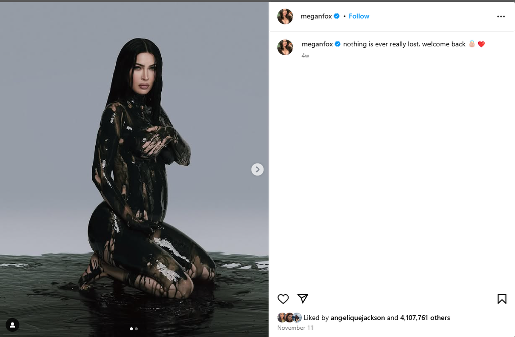 Screenshot of Megan Fox's Instagram as she announces pregnancy