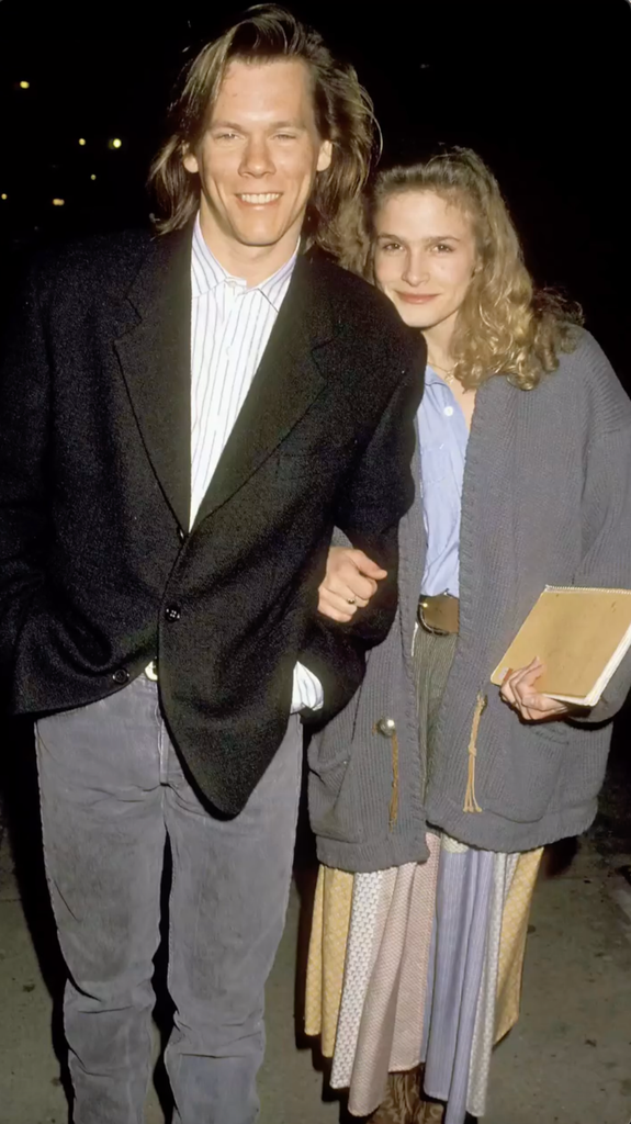 kyra sedgwick kevin bacon long hair throwback