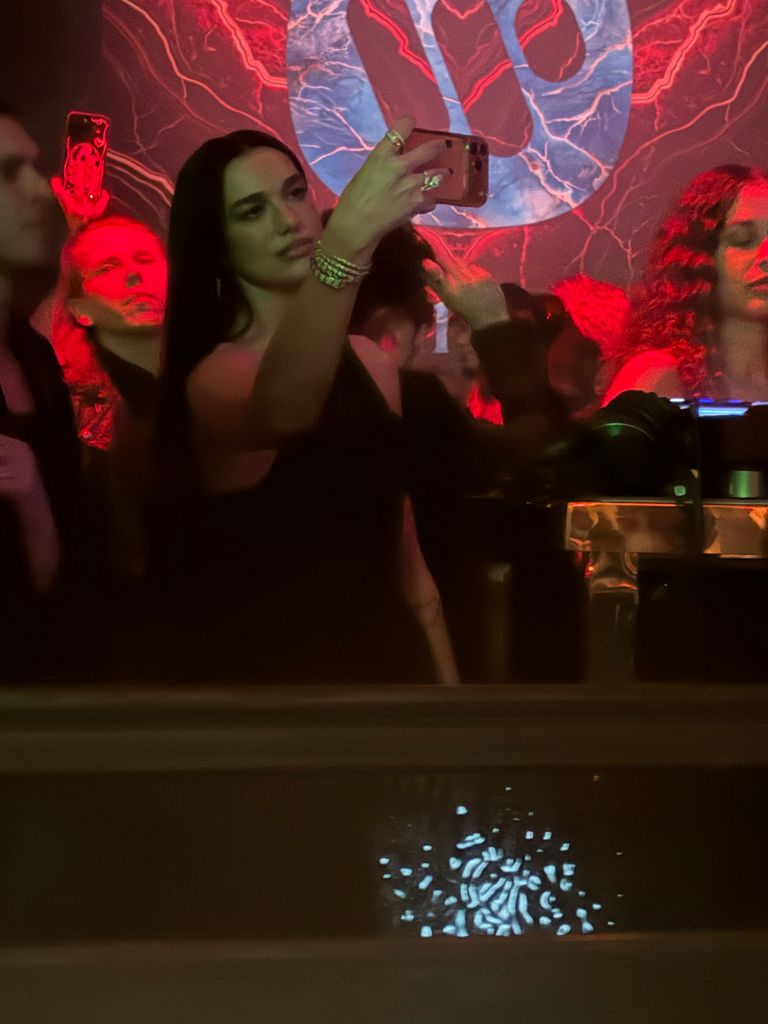 Dua Lipa snapped pictures of his brother Gjin who was DJ-ing the party