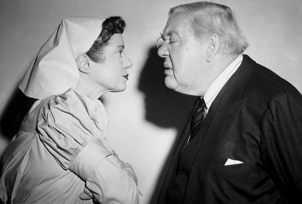 Elsa Lanchester and Charles Laughton in a still from Witness for the Prosecution
