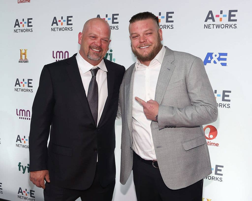 Rick Harrison (L) and Corey Harrison attend A+E Network's 2015 Upfront at Park Avenue Armory on April 30, 2015 in New York City