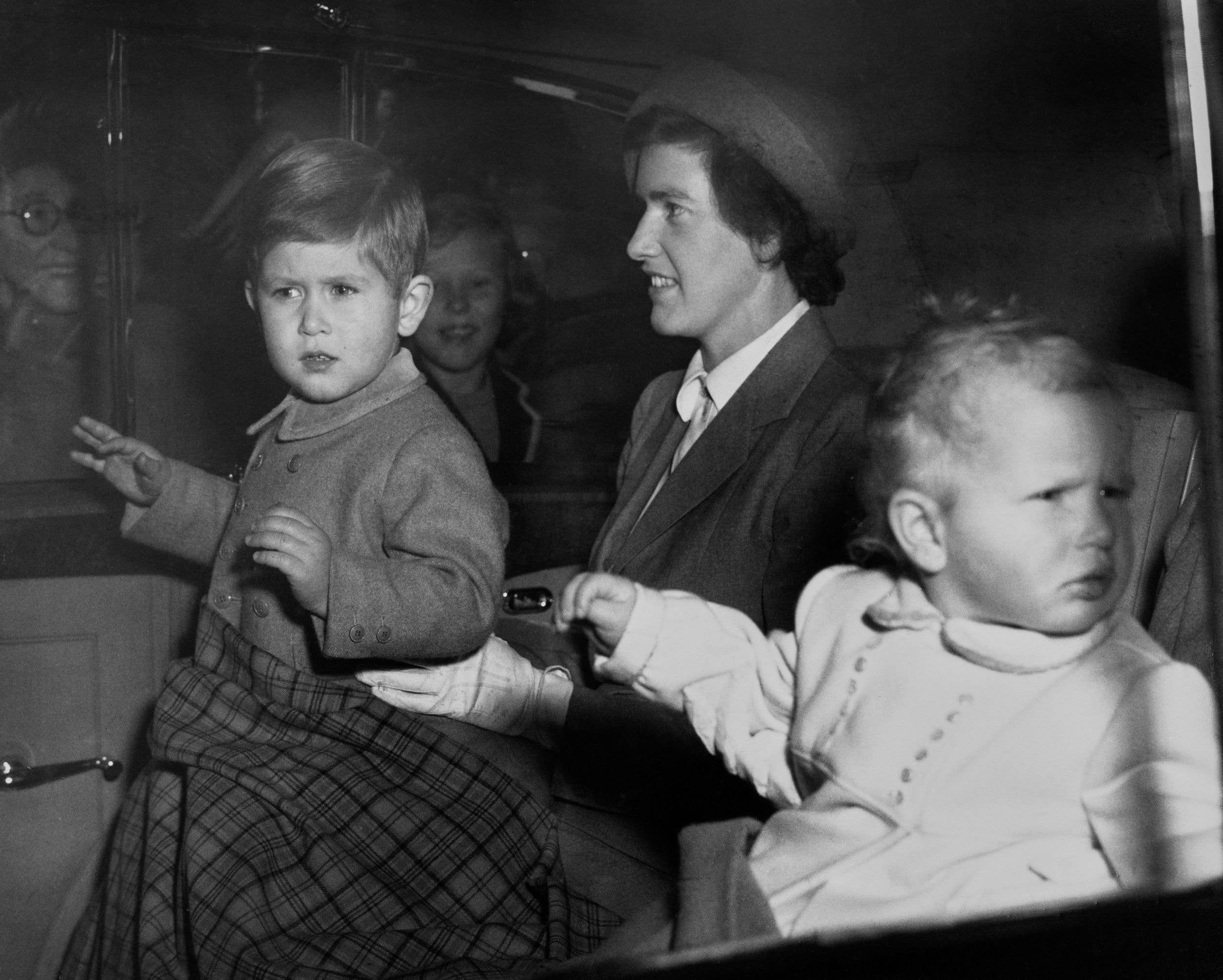 The King and Princess Anne with their nanny Mabel in 1951