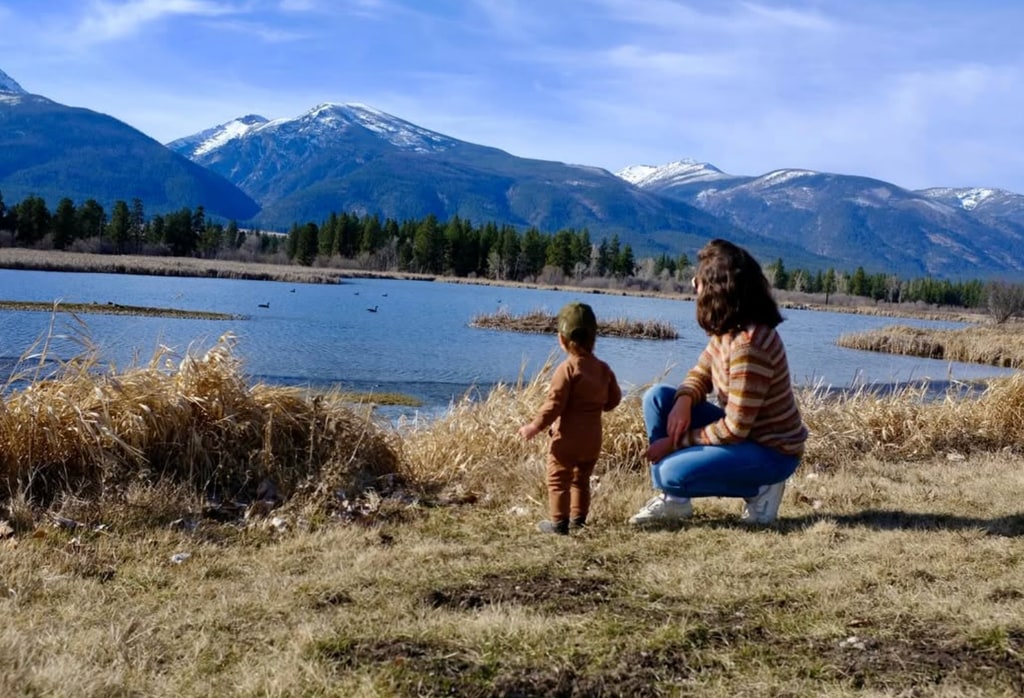 Photo shared by Luke Grimes' wife Bianca with their son Rigel at home in Montana