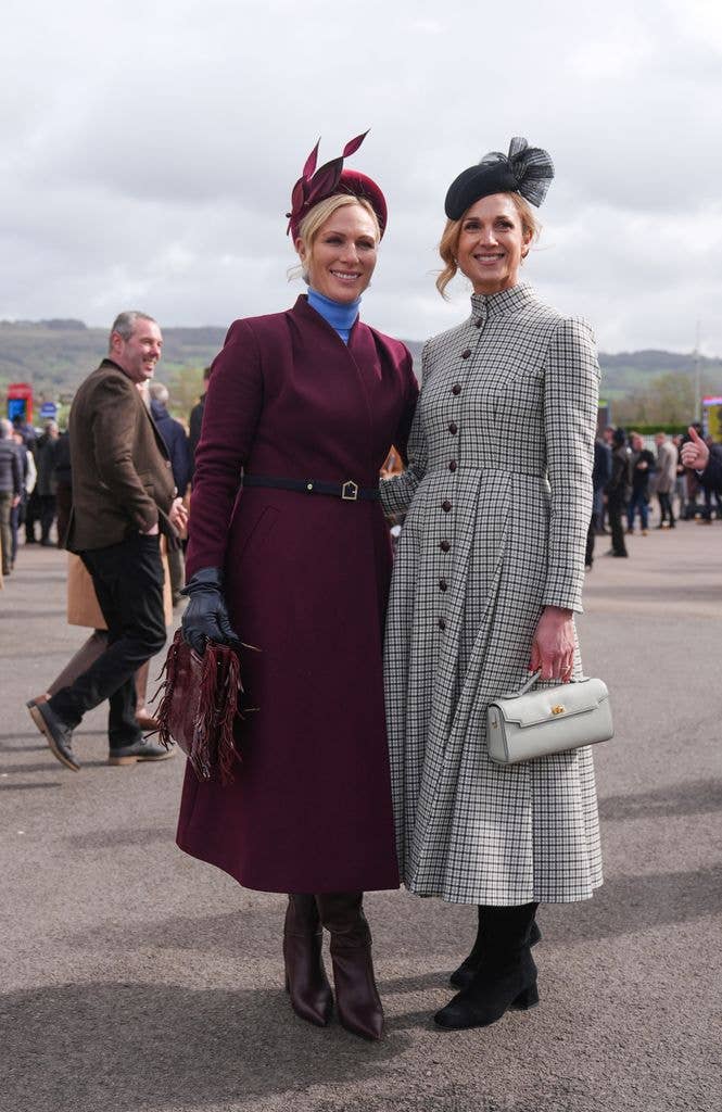 Zara Tindall and Harriet Sperling posing for a photo at Cheltenham