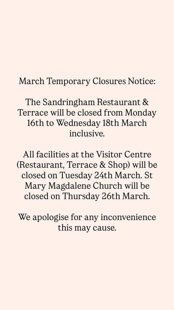 The estate released a statement about opening hours for Easter 