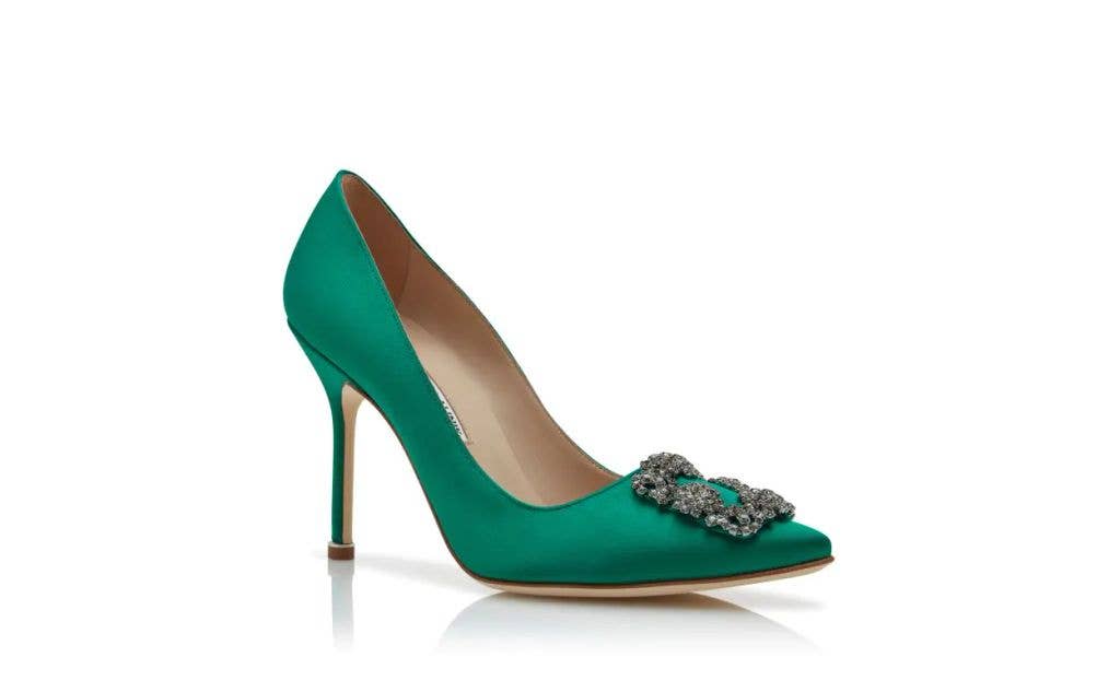 Manolo Blahnik's 'Hangisi' pumps in green