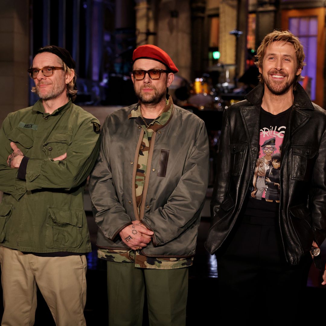 SATURDAY NIGHT LIVE -- Episode 1898 -- Pictured: (l-r) Musical guest Gorillaz, host Ryan Gosling, and Ashley Padilla during Promos on Thursday, March 5, 2026
