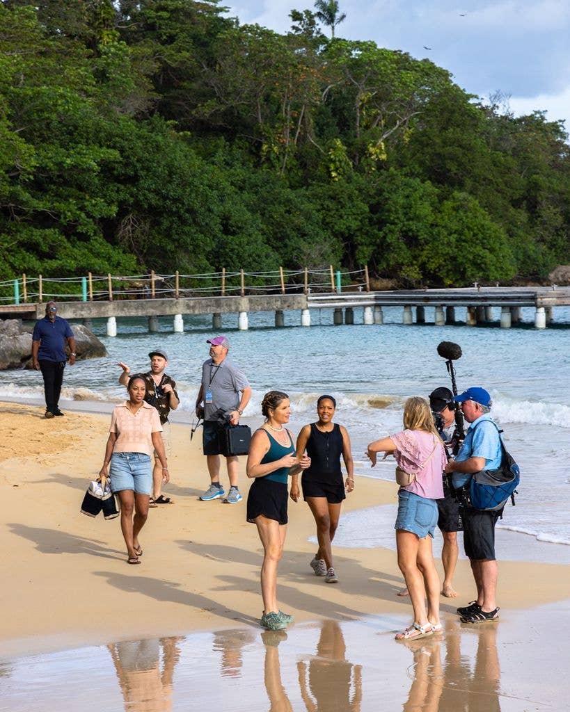 Jenna and Sheinelle were filmed exploring the river in their swimsuits