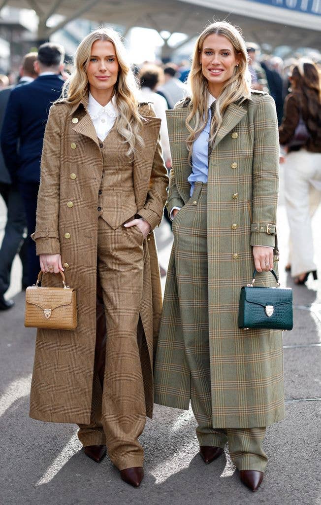 Lady Eliza Spencer and Lady Amelia Spencer in tweed suits and coats