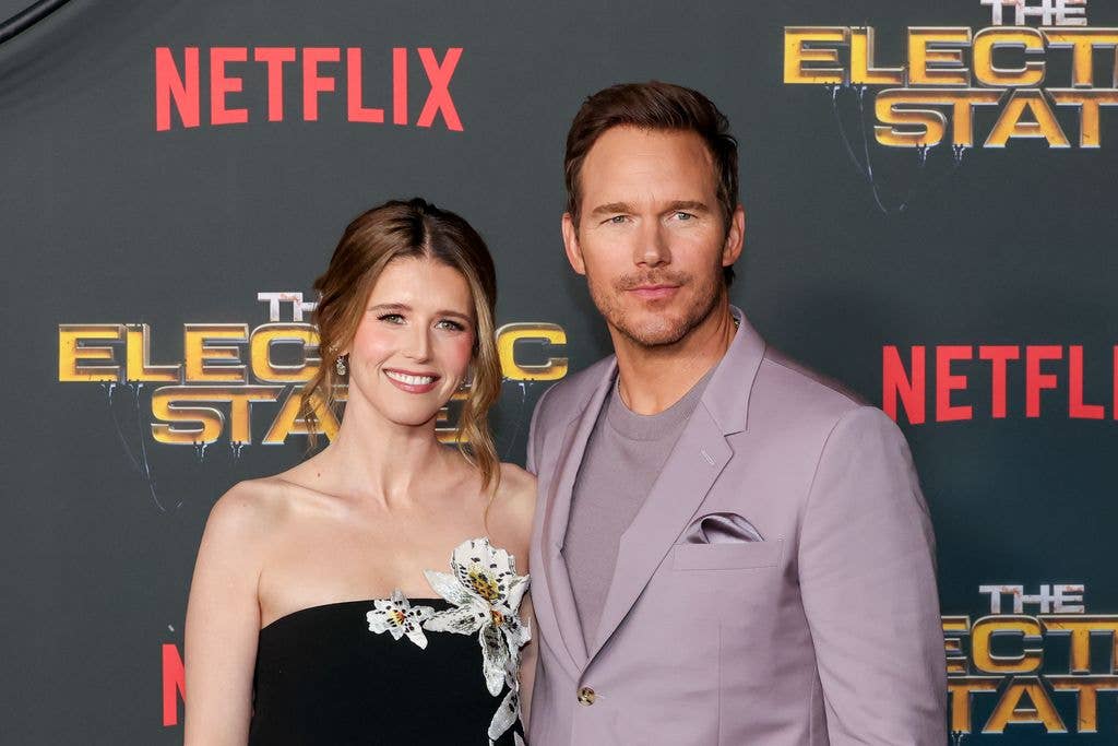 LOS ANGELES, CALIFORNIA - FEBRUARY 24: (L-R) Katherine Schwarzenegger and Chris Pratt attend the world premiere of Netflix's "The Electric State" at The Egyptian Theatre Hollywood on February 24, 2025 in Los Angeles, California. (Photo by Kevin Winter/Getty Images)