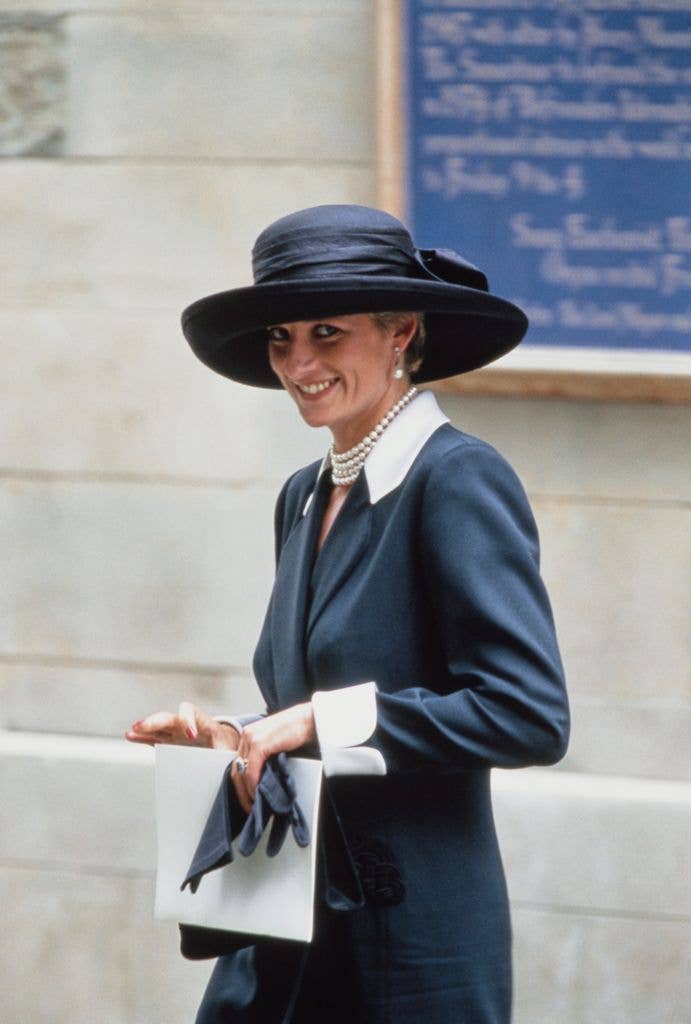 Diana wore her blue hat for the wedding of Lady Sarah Armstrong-Jones and Daniel Chatto