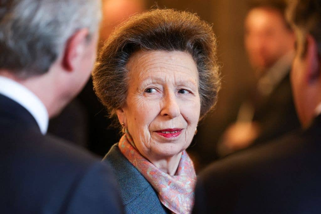 Princess Anne speaking to a man at the British Consultate General