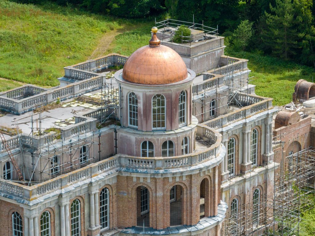 The property has scaffolding around it 