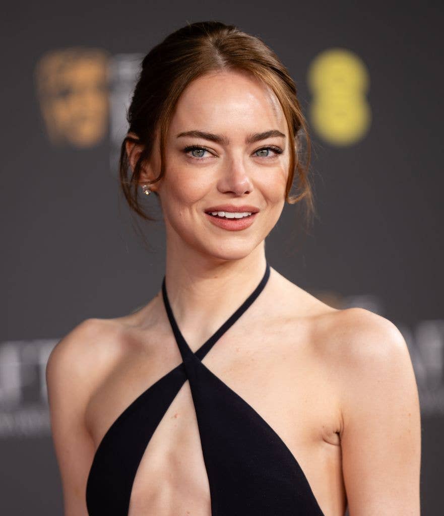 Emma Stone attends the 2026 EE BAFTA Film Awards at The Royal Festival Hall 