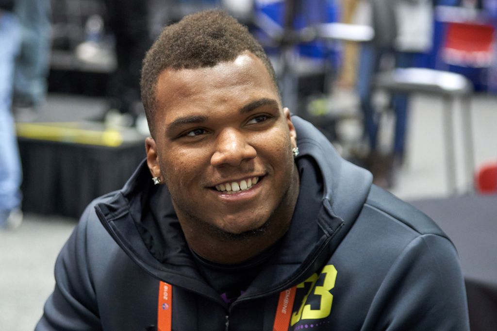 John Franklin-Myers answers questions from the media during the NFL Scouting Combine