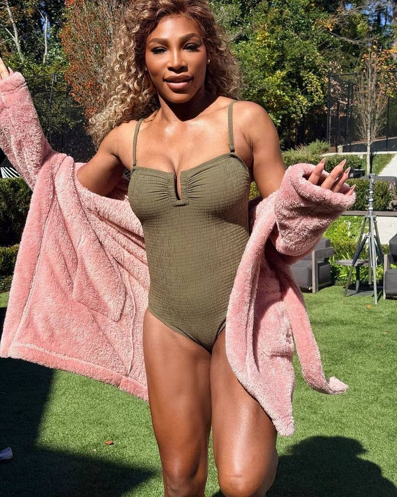 Serena Williams poses in a swimsuit
