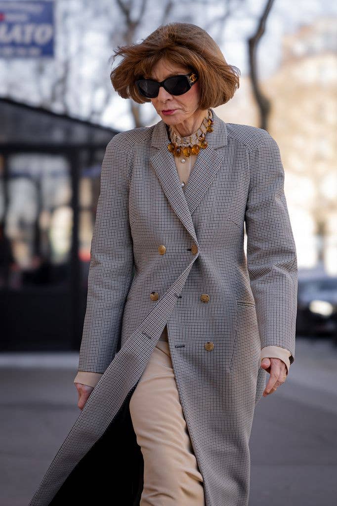 Anna Wintour wearing a tailored coat