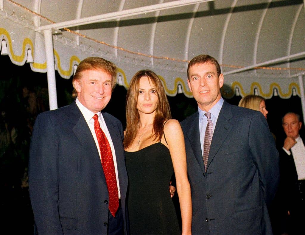 Donald and Melania have had a long association with the British Royal Family, as seen here with then-Prince Andrew at Mar-a-Lago