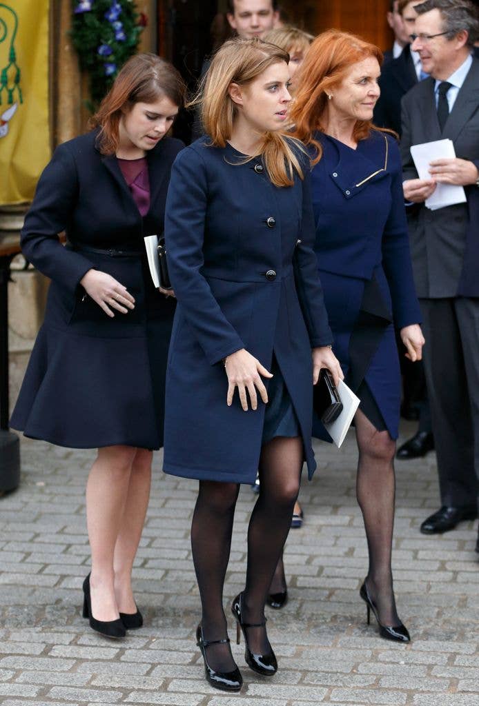 Princess Eugenie, Princess Beatrice and Sarah Ferguson attend a memorial service
