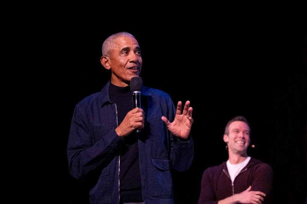 Barack Obama on stage at Crooked Con on 11/6