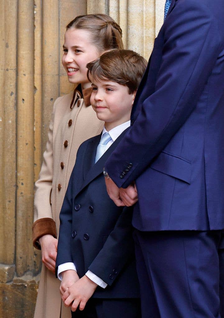 Princess Charlotte of Wales and Prince Louis of Wales attend the traditional Easter Sunday Mattins Service at St George's Chapel, Windsor Castle on April 5, 2026 in Windsor, England