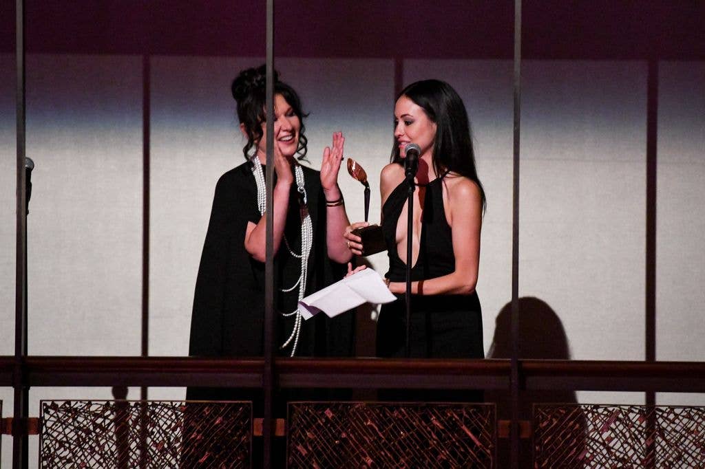 Melanie Hamrick receiving her award at the Stars of Today Meet the Stars of Tomorrow Gala