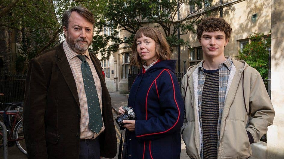 John ‘Ludwig’ Taylor (David Mitchell), Lucy (Anna Maxwell Martin) and Henry Betts-Taylor (Dylan Hughes)