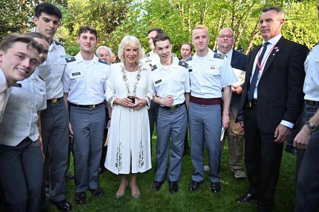 Camilla poses with young cadets