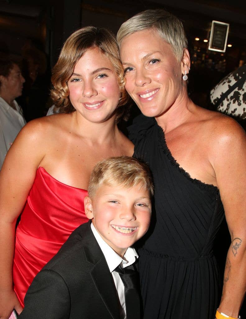 Pink with both her children, Willow and Jameson in 2025