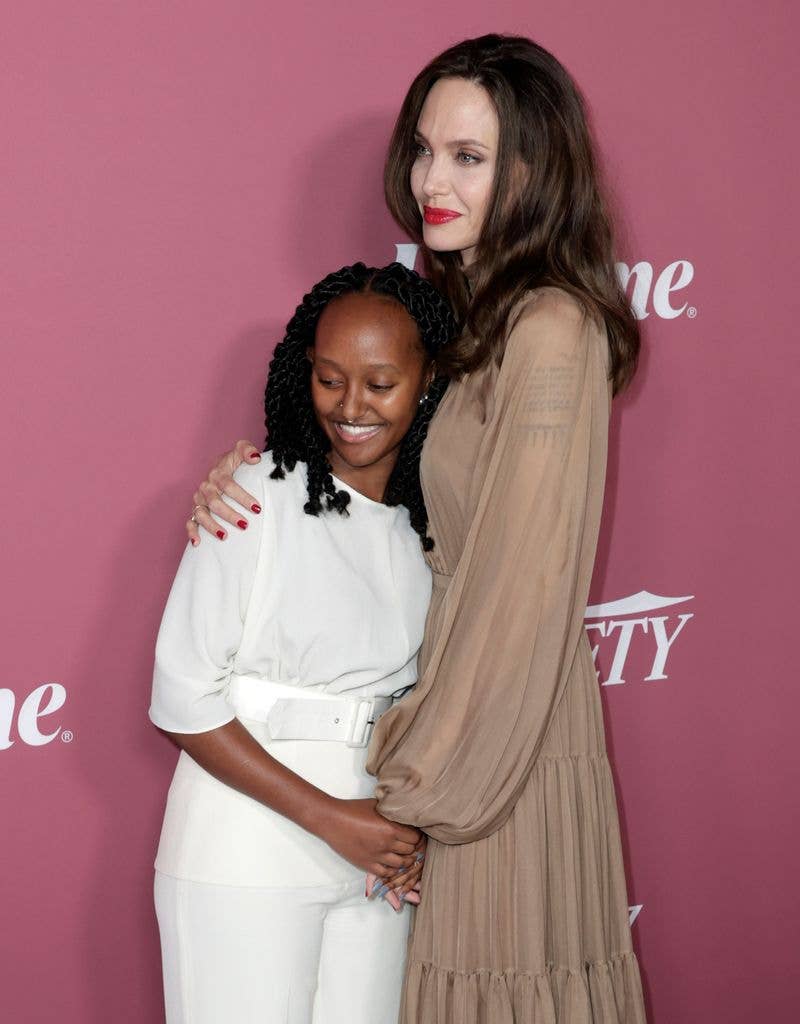 Zahara Jolie-Pitt and Angelina Jolie attend Variety's Power Of Women at Wallis Annenberg Center for the Performing Arts on September 30, 2021 in Beverly Hills, California
