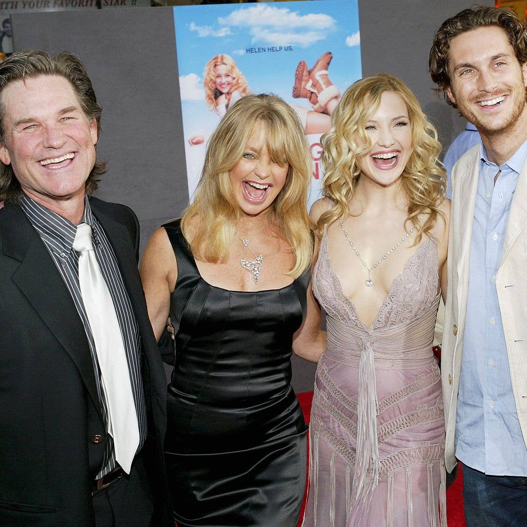 Actor Kurt Russell and his partner, actress Goldie Hawn, and her children, actress Kate Hudson and actor Oliver Hudson, attend the film premiere of the romantic comedy "Raising Helen" on May 26, 2004 at the El Capitan Theatre, in Hollywood, California.