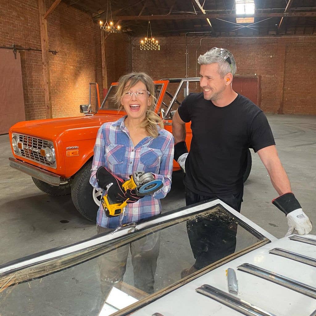 photo of ant anstead and renee zellweger laughing on celebrity iou joyride
