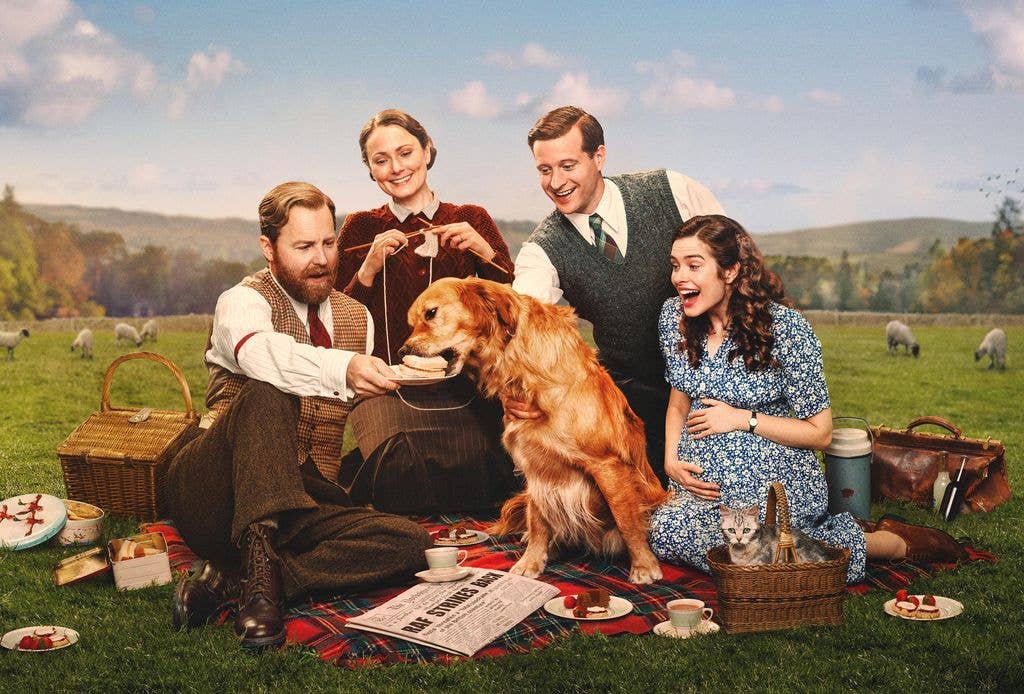 Siegfried Farnon, Anna Madeley, Nicholas Ralph and Rachel Shenton in All Creatures Great and Small