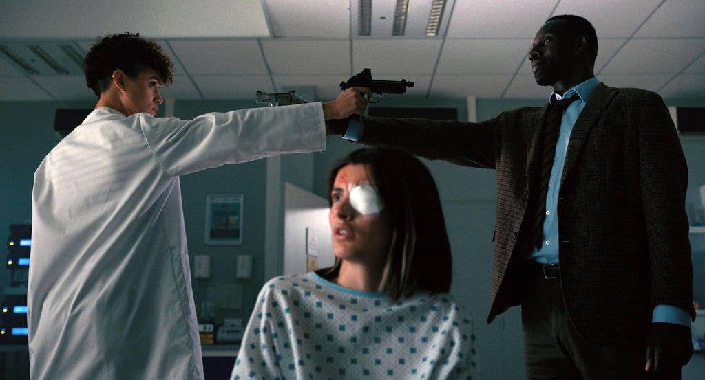 Still image from The Killer featuring Nathalie Emmanuel, Omar Sy and Diana Silvers