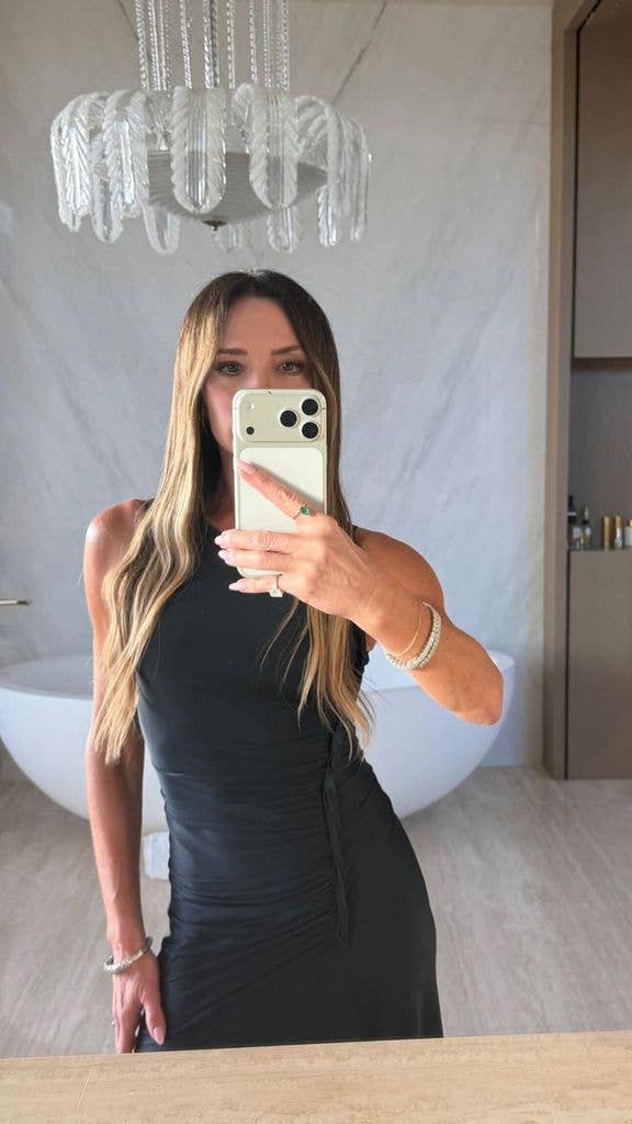 Victoria wore a £990 dress from her range as she revealed her birthday plans