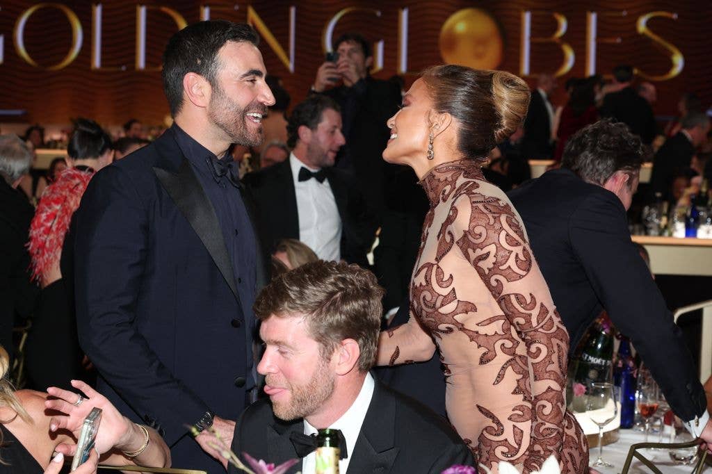 Brett Goldstein and Jennifer Lopez at the Golden Globes in January