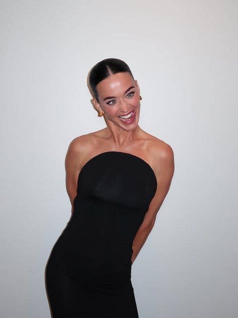 katy perry wearing strapless dress and showing her silly side on instagram